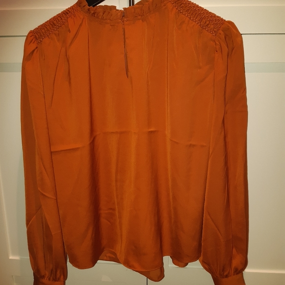Brand New Burnt Orange Smocked Pie Crust Collar Blouse - Picture 9 of 12
